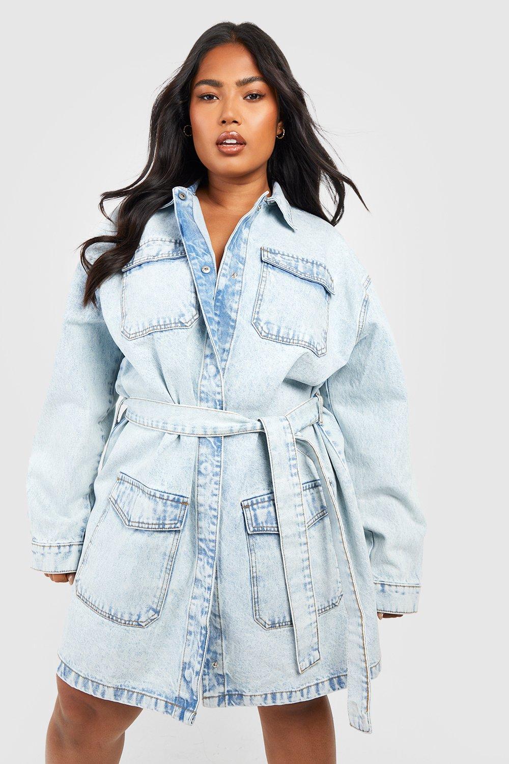 Oversized denim shirt dress plus outlet size